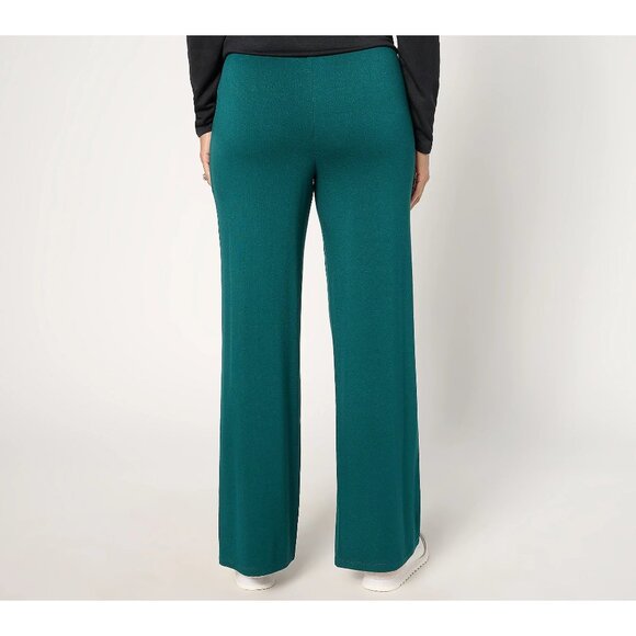 AnyBody Pet Brushed French Terry Full Length Pant Size Small Teal Lounge Comfy - Picture 2 of 9
